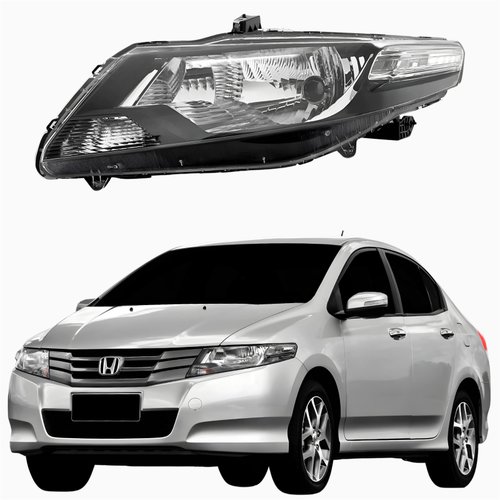 Farol Honda City 2010 2011 2012 2013 2014 Mascara Negra Lado Esquerdo Motorista