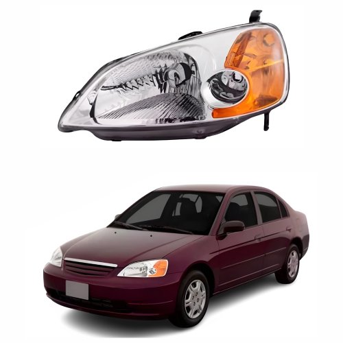 Farol Honda Civic 2001 Até 2004 Com Pisca Âmbar Lado Esquerdo Motorista