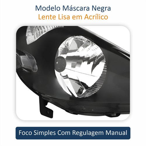 Farol Honda Fit 2003 2004 2005 2006 2007 2008 Máscara Negra Lado Direito Passageiro