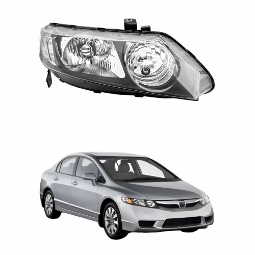 Farol Honda New Civic 2007 2008 2009 2010 2011 Mascara Cromada Lado Direito Passageiro