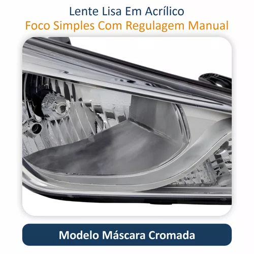 Farol Hyundai Hb20 2012 Até 2019 Máscara Cromada Lado Direito Passageiro