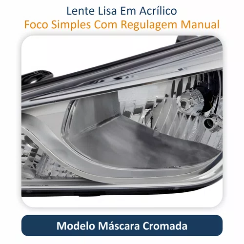 Farol Hyundai Hb20 2012 Até 2019 Máscara Cromada Lado Esquerdo Motorista