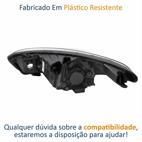 Farol Hyundai HB20 2012 2013 2014 2015 2016 2017 2018 2019 Máscara Negra Lado Direito Passageiro