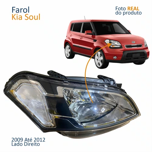 Farol Principal Kia Soul 2009 2010 2011 2012 Cromado Lado Direito Passageiro