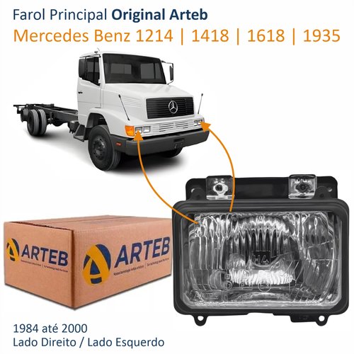 Farol Mercedes Benz Cara Preta 1214 1418 1618 1935 H4 Original Arteb