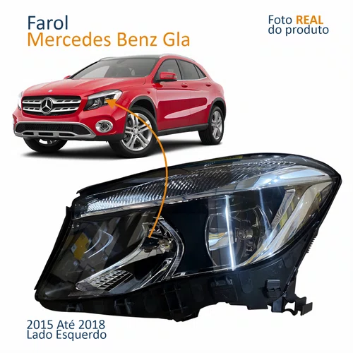 Farol Principal MB Gla 2015 2016 2017 2018 Com Lâmpadas Lado Esquerdo Motorista