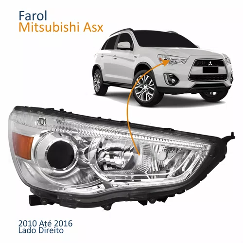 Farol Principal Mitsubishi Asx 2010 Até 2016 Máscara Cromada Lado Direito Passageiro