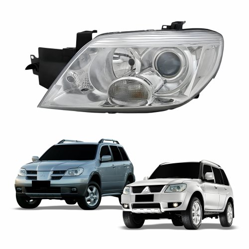 Farol Mitsubishi Pajero Tr4 2010 Até 2014 Airtrek 2004 Até 2008 Máscara Cromada Lado Esquerdo Motorista