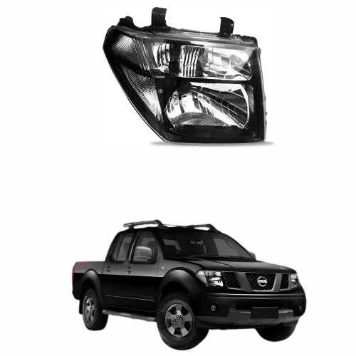 Farol Nissan Frontier 2008 2009 2010 2011 2012 2013 2014 2015 2016 Máscara Ara Negra Lado Direito Passageiro
