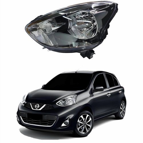 Farol Nissan March 2015 2016 2017 2018 2019 Mascara Cromomix Lado Esquerdo Motorista