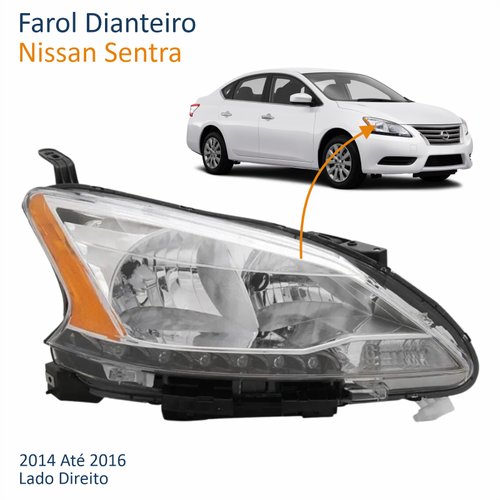 Farol Nissan Sentra 2014 Até 2016 Com Led Lado Direito Passageiro