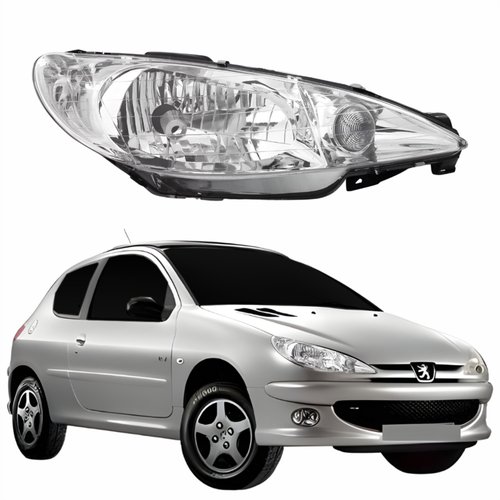 Farol Peugeot 206 2004 Até 2009 Simples Lado Direito Passageiro