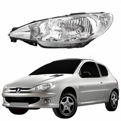 Farol Peugeot 206 2004 Até 2009 Simples Lado Esquerdo Motorista