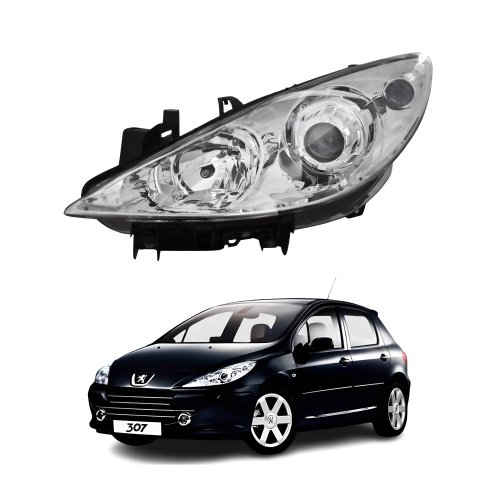 Farol Peugeot 307 2007 Até 2012 Manual Cromado Lado Esquerdo Motorista