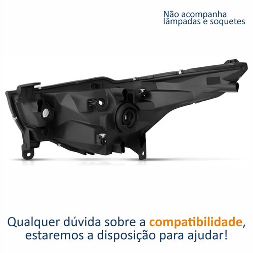 Farol Principal Fiat Mobi 2017 Até 2024 Máscara Negra Lado Direito Passageiro