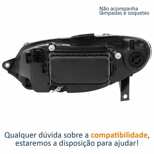 Farol Principal Fiat Strada 2004 Até 2014 Máscara Cromada Anel Negro Lado Direito Passageiro