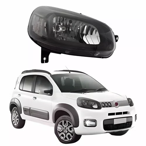 Farol Principal Fiat Uno Vivace 2015 Até 2021 Máscara Negra Lado Direito Passageiro