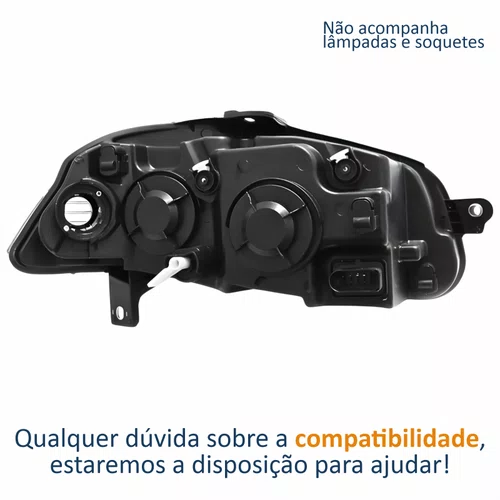 Farol Principal Fiat Weekend 2008 Até 2012 Máscara Cromada Anel Negro Lado Esquerdo Motorista