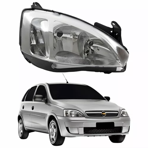 Farol Principal Gm Corsa Hatch 2003 Até 2012 Pisca Raiado Máscara Cromada Lado Direito Passageiro