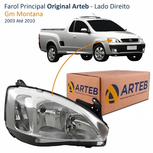 Farol Principal Chevrolet Montana 2003 2004 2005 2006 2007 2008 2009 2010 Original Pisca Raiado Máscara Cromada Lado Direito Passageiro