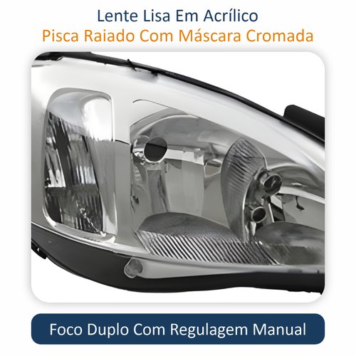 Farol Principal Chevrolet Montana 2003 2004 2005 2006 2007 2008 2009 2010 Original Pisca Raiado Máscara Cromada Lado Direito Passageiro