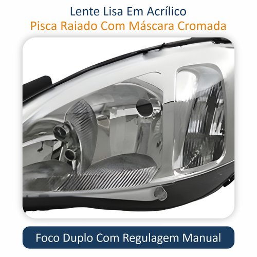 Farol Principal Chevrolet Montana 2003 2004 2005 2006 2007 2008 2009 2010 Original Pisca Raiado Máscara Cromada Lado Esquerdo Motorista