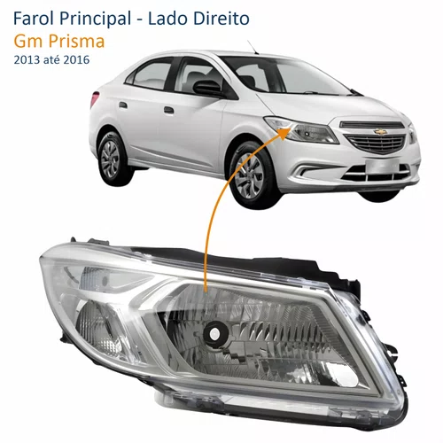 Farol Principal Gm Prisma 2013 até 2016 Lado Direito Passageiro