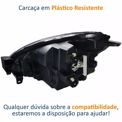 Farol Principal Nissan March 2015 Até 2019 Preto Com Cromado Lado Direito Passageiro