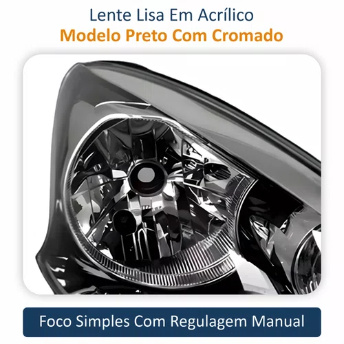 Farol Principal Nissan March 2015 Até 2019 Preto Com Cromado Lado Direito Passageiro