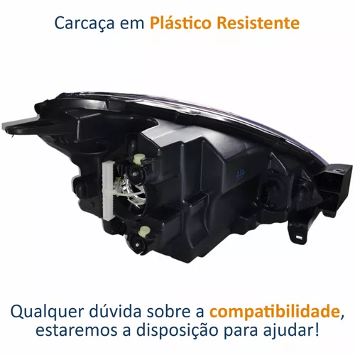 Farol Principal Nissan March 2015 2016 2017 2018 2019 Preto Com Cromado Lado Esquerdo Motorista