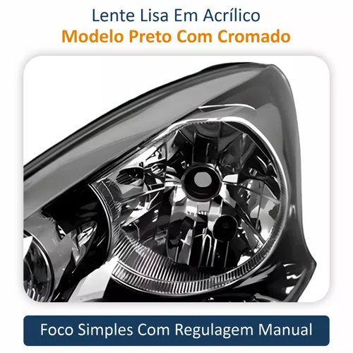 Farol Principal Nissan March 2015 2016 2017 2018 2019 Preto Com Cromado Lado Esquerdo Motorista