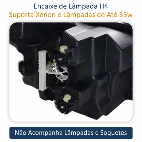 Farol Principal Nissan March 2015 2016 2017 2018 2019 Preto Com Cromado Lado Esquerdo Motorista