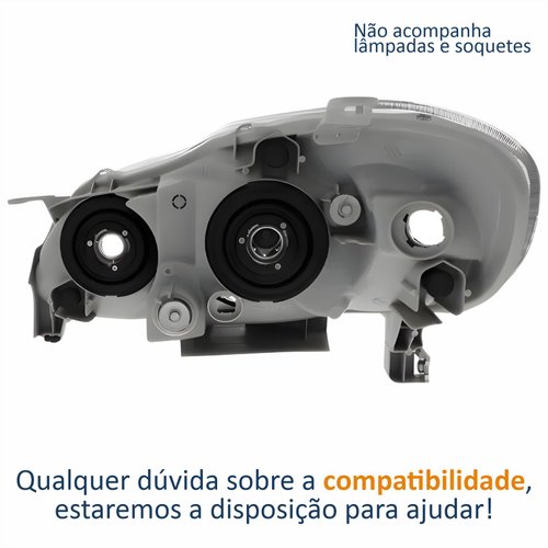 Farol Principal Toyota Corolla 2003 Até 2008 Máscara Cromada Com Lente Frisada Lado Direito Passageiro