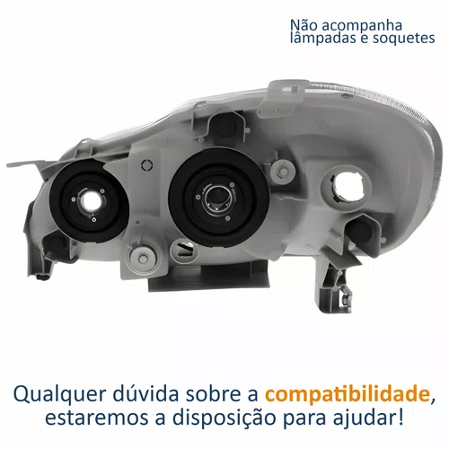 Farol Principal Toyota Corolla 2003 Até 2008 Máscara Cromada Com Lente Frisada Lado Direito Passageiro