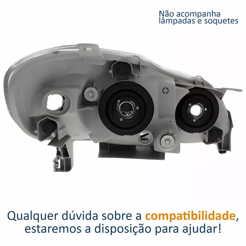 Farol Principal Toyota Corolla Fielder 2003 Até 2008 Máscara Cromada Com Lente Frisada Lado Esquerdo Motorista