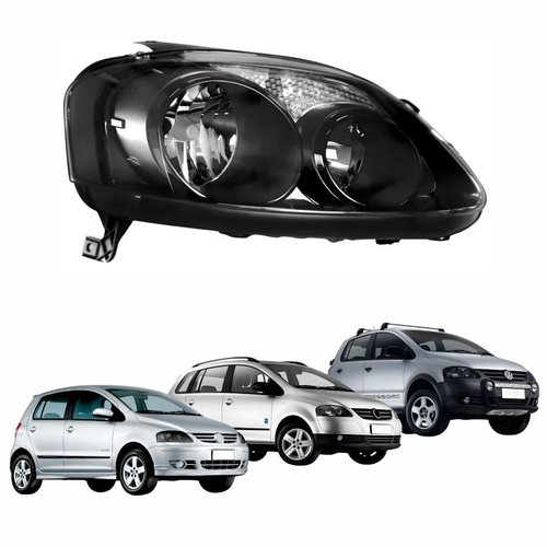 Farol Principal Vw Crossfox Fox Spacefox 2008 2009 2010 Máscara Negra Lado Direito Passageiro