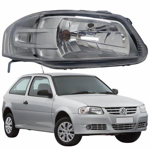 Farol Principal Vw Gol G4 2005 Até 2008 Máscara Cinza Lado Direito Passageiro