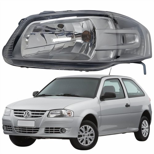 Farol Principal Volkswagen Gol G4 2005 2006 2007 2008 Máscara Cinza Lado Esquerdo Motorista