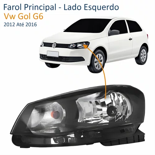 Farol Principal Vw Gol G6 2012 Até 2016 Foco Simples Lado Esquerdo Motorista