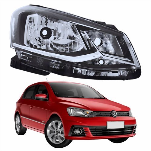 Farol Principal Vw Gol G7 2016 2017 2018 Foco Simples Friso Cromado Lado Direito Passageiro