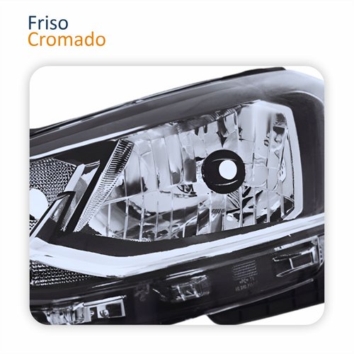 Farol Principal Vw Gol G7 2016 2017 2018 Foco Simples Friso Cromado Lado Esquerdo Motorista
