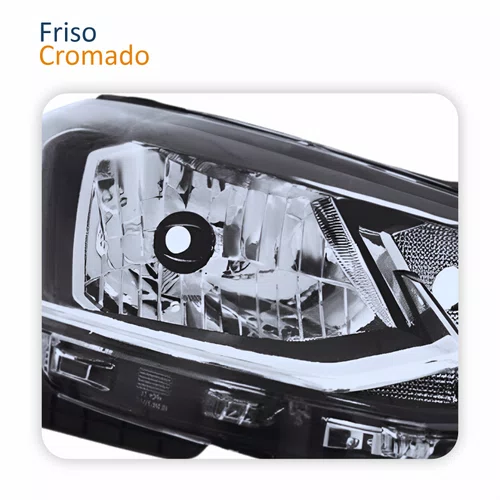Farol Principal Vw Gol G7 2016 Até 2018 Voyage G7 2017 2018 Saveiro G7 2018 Até 2020 Foco Simples Friso Cromado Lado Direito Passageiro
