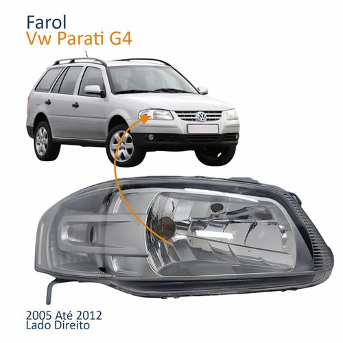 Farol Principal Vw Parati G4 2005 Até 2012 Máscara Cinza Lado Direito Passageiro
