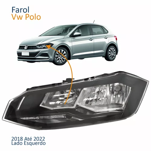 Farol Principal Vw Polo 2018 2019 2020 2021 2022 Máscara Negra Lado Esquerdo Motorista