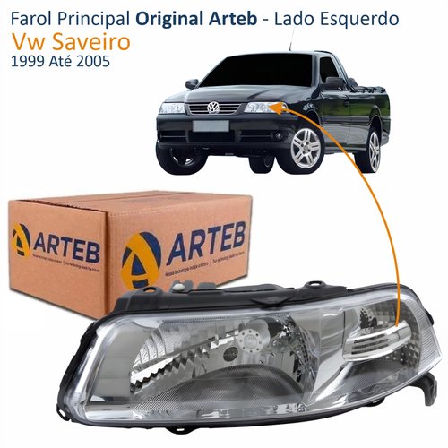 Farol Principal Volkswagen Saveiro 1999 2000 2001 2002 2003 2004 2005 Original Lado Esquerdo Motorista