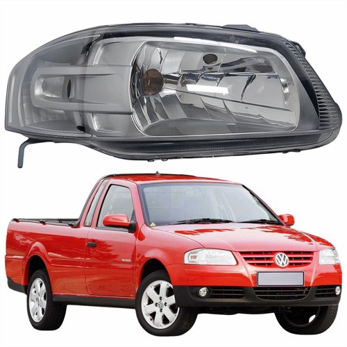 Farol Principal Vw Saveiro G4 2005 Até 2009 Máscara Cinza Lado Direito Passageiro