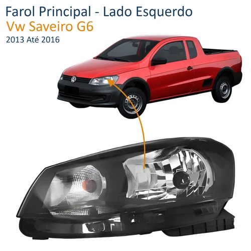 Farol Principal Vw Saveiro G6 2013 Até 2016 Foco Simples Lado Esquerdo Motorista