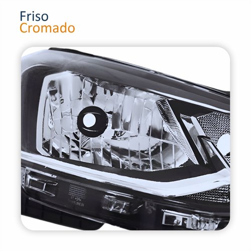 Farol Principal Volkswagen Saveiro G7 2018 2019 2020 Foco Simples Friso Cromado Lado Direito Passageiro