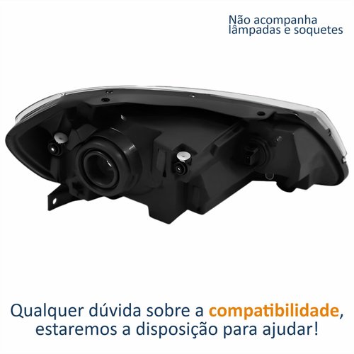 Farol Principal Vw Saveiro G7 2018 2019 2020 Foco Simples Friso Cromado Lado Esquerdo Motorista