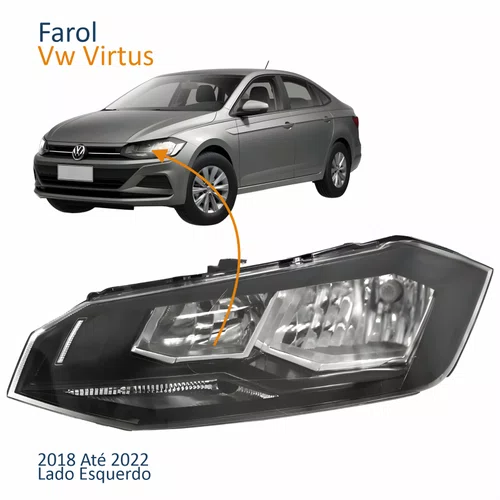 Farol Principal Vw Virtus 2018 2019 2020 2021 2022 Máscara Negra Lado Esquerdo Motorista